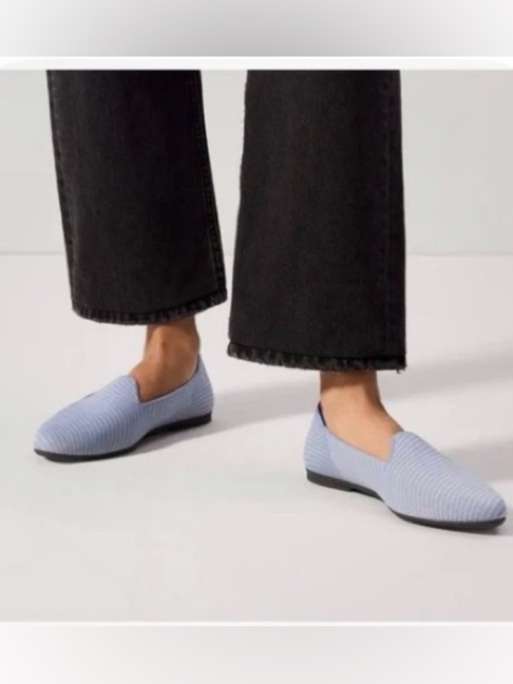 Rothy's The Almond Loafer Robin Twill Blue Knit Flats Size 9